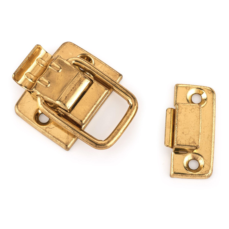 Draw Catch with Screws - Small - Polished Brass Plated